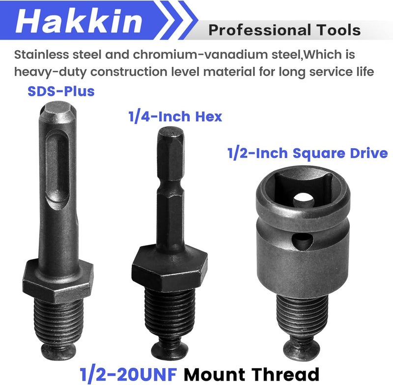 Hakkin 2-13mm Keyless Drill Chuck Adapter, 1/2-20Unf Drill Chuck with SDS-PLUS Shank Bit, 1/4" Hex Shank Lock Key, 1/2” Socket Square Female Adapter for Impact Driver, Electric Drill, Hammer Drill - Image 4